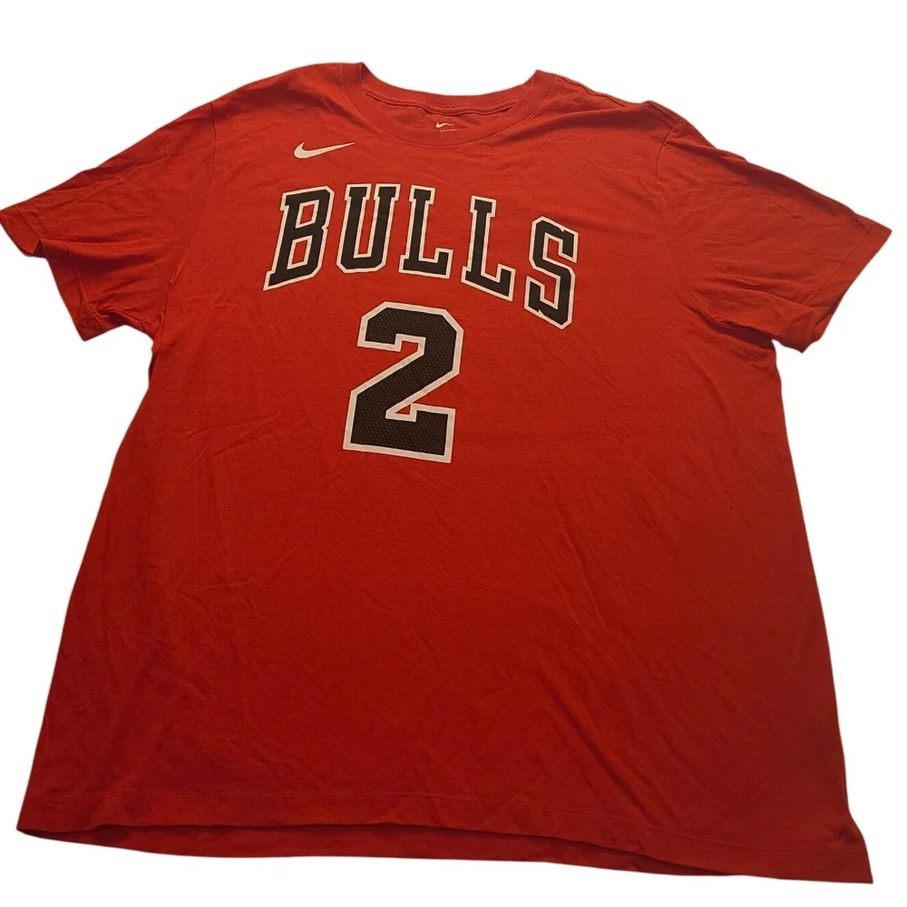 Nike Chicago Bulls Lonzo Ball 2 T-Shirt Mens XL Red NBA Basketball Graphic‎ Tee